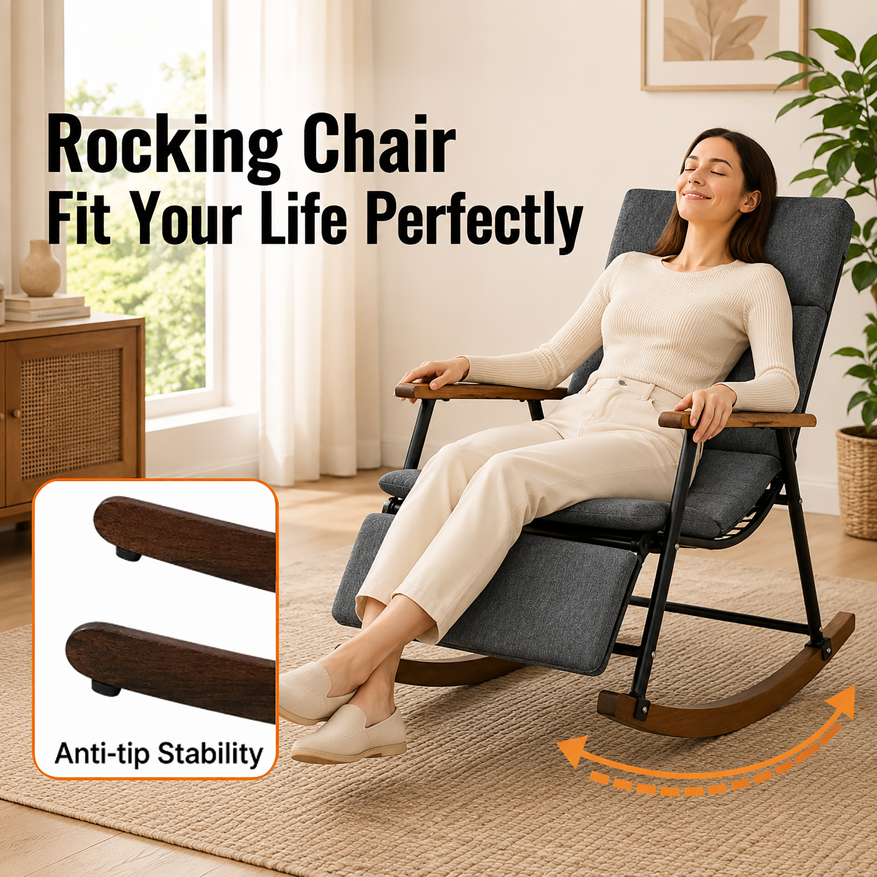 Grey rocking chair
